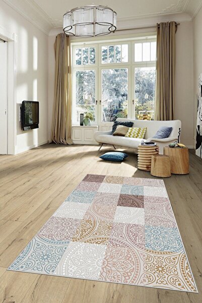 on the clouds Desenli Renkli Dijital Baskı Yıkanabilir Kaymaz Taban Modern Sa...