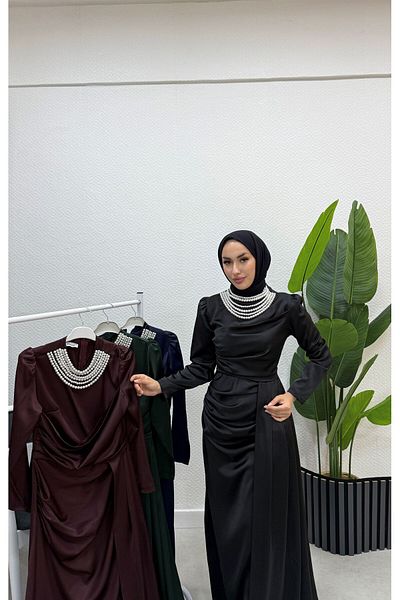 BURCU TESETTÜR Pearl Necklace Evening Dress 1156