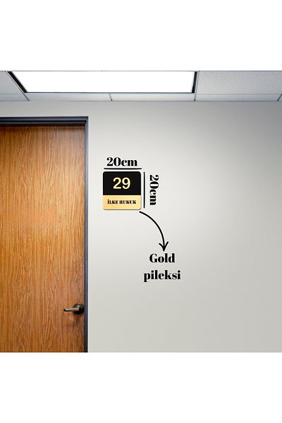HippoDeco Black Mdf Door Number Board with Gold Plexi Writing – Modern Door Sign