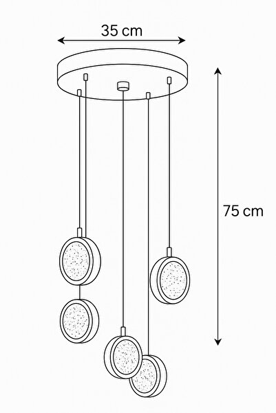 İstanbul Avize İstanbul Avize Dünya 5'li Gümüş Ledli Modern Kumandalı 3 Renk Led Avize
