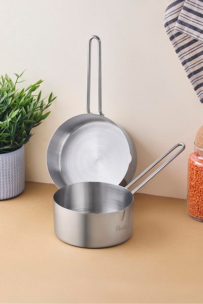 Perotti Cookpro Set of 2 Stainless Steel Sauce Pots - 14-16 cm Silver