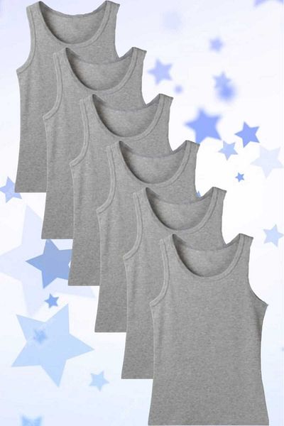 Mood Agenda Set of 6 Grey Cotton Tank Top for Boy