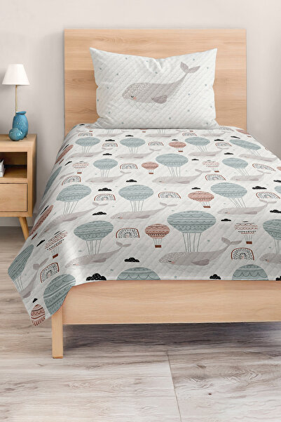 Realhomes مجموعة بيكيه لغرفة الأطفال والمراهقين بنمط وحش البحر مع بالونات