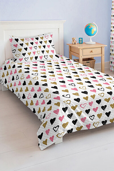 Realhomes Vivid Colorful Heart Patterned Single Children's and Teenager's Room Pique Set