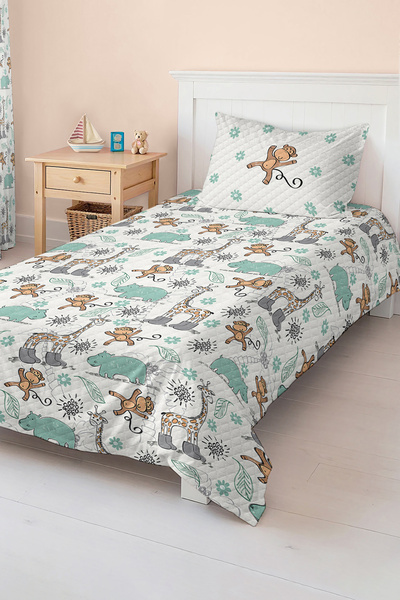 Realhomes مجموعة بيكيه لغرفة الأطفال والمراهقين منقوشة على شكل حيوانات خرافية