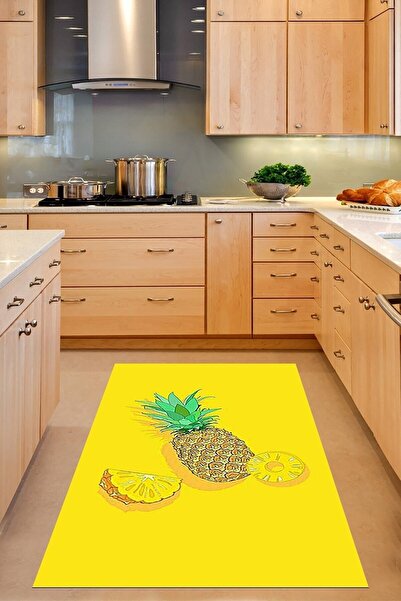 farbala Ananas Desenli Ananaslı Kaymaz Taban Leke Tutmaz Yıkanabilir İnce Yaz...
