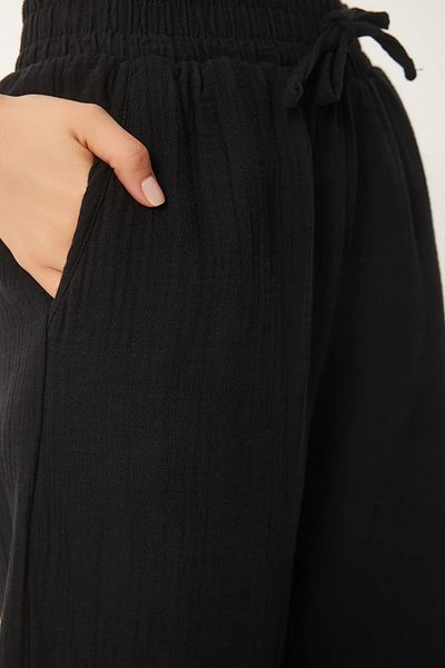 Balenbi Women's Elastic Waist Palazzo Muslin Trousers 1096