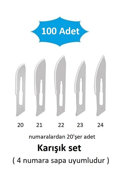 QBR Home Pack of 100 Mixed Wood Sculpture Carving Art Spare Blades (20Pcs No:20-21-22-23-24 Mixed Set)