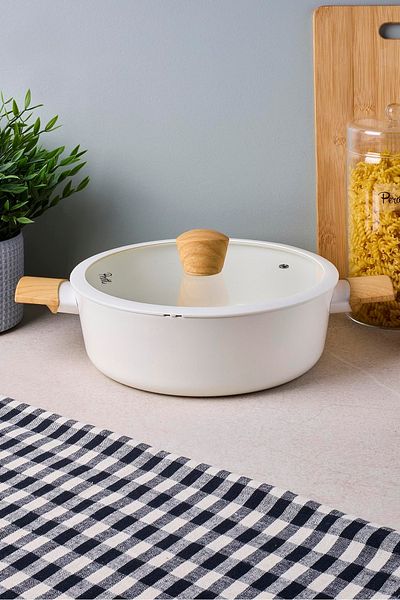 Perotti Danish Cook Beige Induction Base Carnıyarık Pot 24 cm