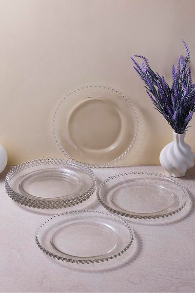 Perotti Beaded 6-Piece 20 cm Glass Cake Plate