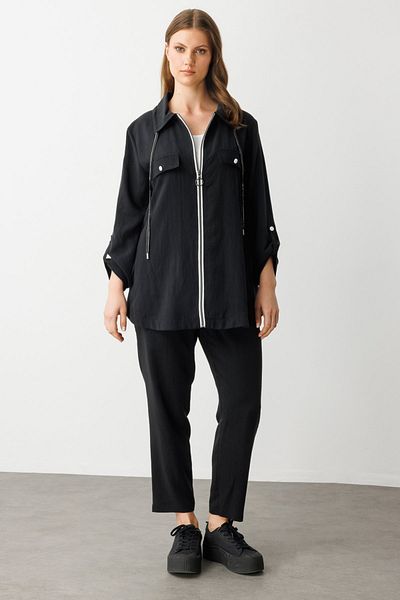 Ekol Carrot Cut Trousers with Elastic Waist