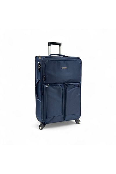 Rorik Troler textil, 106 L, L 82x47x30 cm, valiză antifurt cu fermoar combinat, roți 360°, albastru