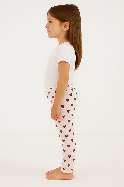 Kyex Pure Dots Girls Summer Heart Patterned White Leggings
