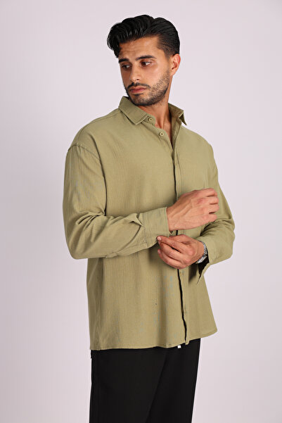 JAKOTTO Breathable Fabric Long Sleeve Men's Collared Shirt Cotton