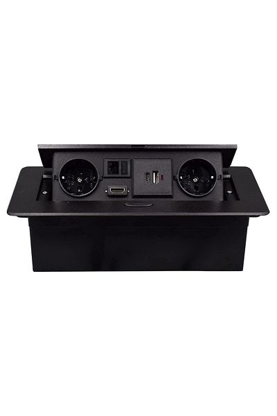 ATOMKIT Built-in Socket, ATOMKIT, 2 Schuko Sockets, USB-A+C, HDMI Input, Network Input