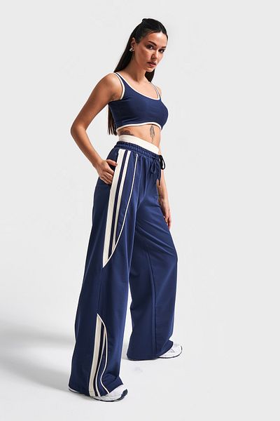 its basic Women's Dark Blue Color S5-56 Bottom Top 2-Piece Combination 100% Cotton Super Flexible Suit
