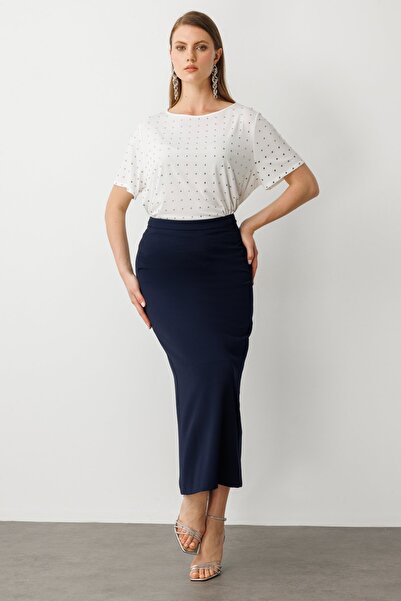 Ekol Plus Size Slit Look Long Skirt