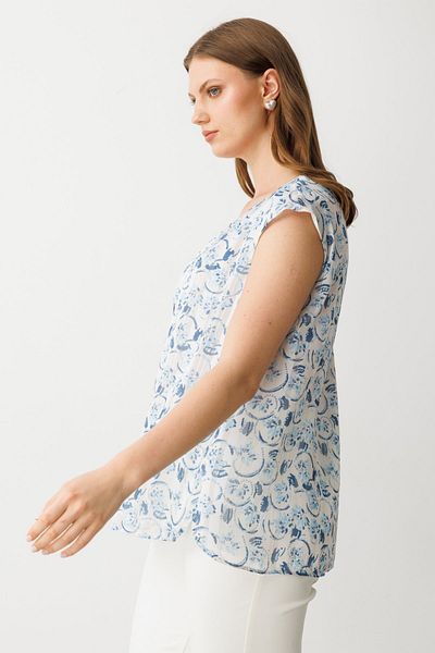 Ekol Patterned Sleeveless Plus Size Blouse