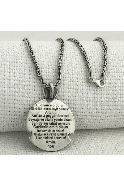 shop Kral Zincirli Göktürkçe Türk Yazılı Bozkurt 925 Ayar Gümüş Erkek Kolye