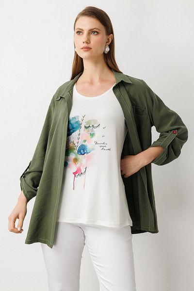Ekol Trench with Patterned Blouse Inside