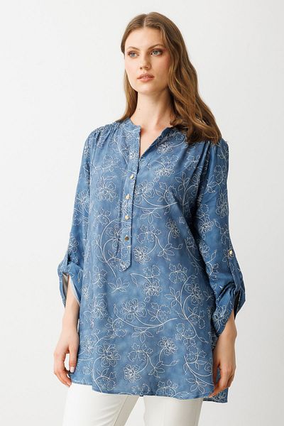 Mi Pret a Porter Mi Gathered Shoulder Patterned Blouse
