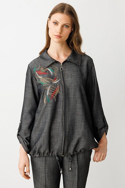 Ekol Embroidered Front Plus Size Trench Coat