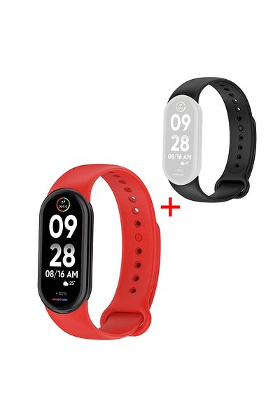 EMESZON Smart Fitness Tracker Bracelet, EMESZON® M8, Oximeter, Pedometer, Cardio + Bonus Blue Strap, red
