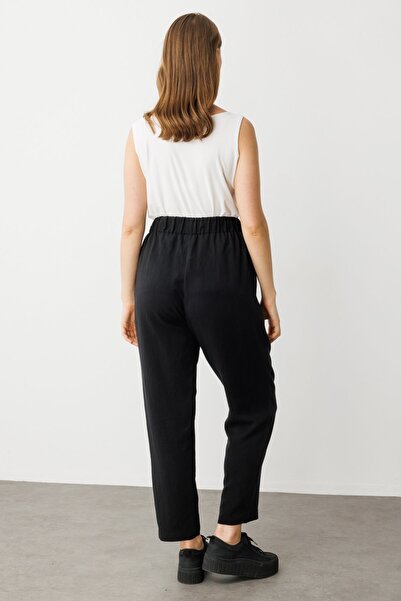 Ekol Carrot Cut Trousers with Elastic Waist