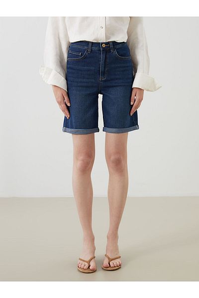 LC Waikiki Jeans Indigo Bermuda Fit Women's Jean Shorts