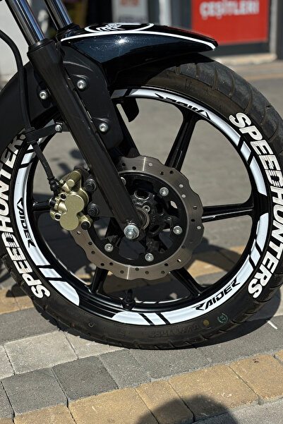 Banxtre TVS Raider için Beyaz Renk 3'lü Raider Yazılı Jant Şeridi (12 Parça)