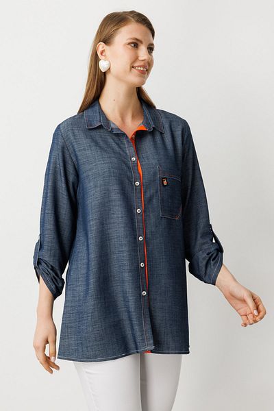 Ekol Polo Neck Plus Size Blouse