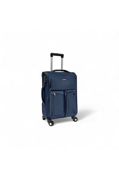 Rorik Troler textil, 68 L, M 70x40x28 cm, valiză antifurt cu fermoar combinat, roți 360°, albastru