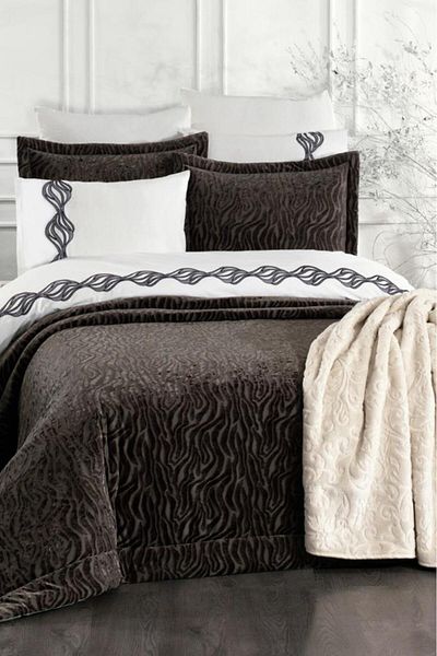 Çeyiz Diyarı Yakut 10 Piece Blanket Dowry Set Anthracite
