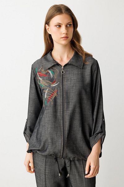 Ekol Embroidered Front Plus Size Trench Coat