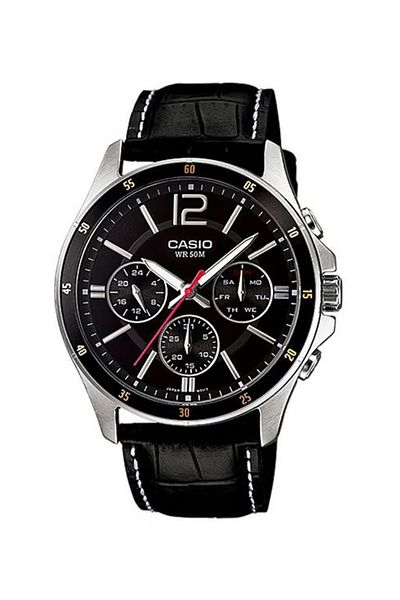 Casio Men's Water Resistant Leather band Analog Watch