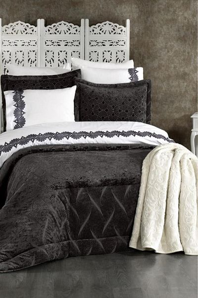 Çeyiz Diyarı Freya 10 Piece Blanket Dowry Set Anthracite