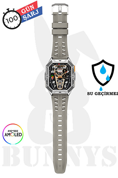 Bunnys Poco X4 Pro Uyumlu Su Geçirmez Akıllı Saat Tank Modeli 100 Gün Şarj