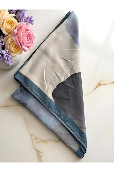 Lavena scarfs Σειρά Lotus Floral Pattern Βαμβακερό Ψηφιακό Μαλακό Σάλι - Indigo