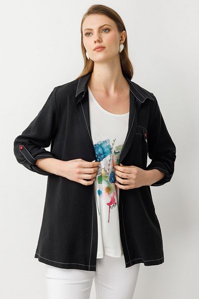 Ekol Trench with Patterned Blouse Inside