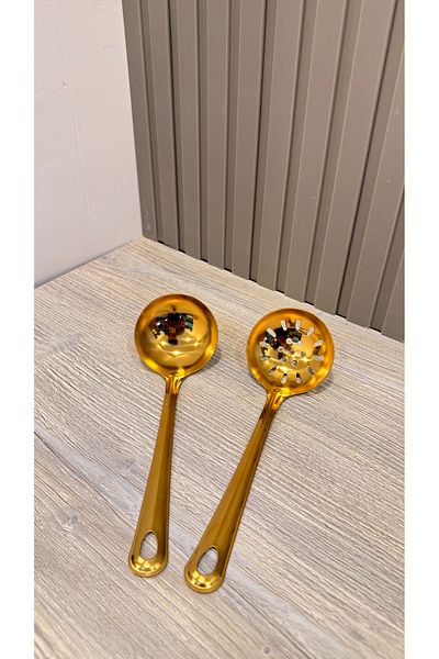 Snow Homs 2 Pieces Gold Stainless Steel Colander Multi-Purpose