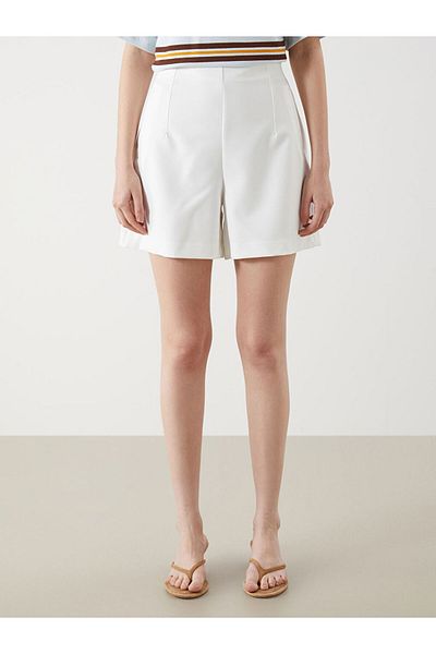LC Waikiki Black Women's Pleated Shorts with Zipper at the Waist