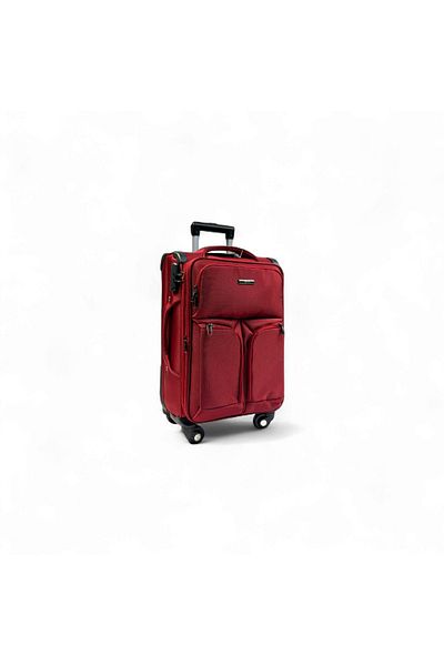 Rorik Textile Trolley, 68 L, M 70x40x28 cm, anti-theft combination zipper suitcase, 360° wheels, Red
