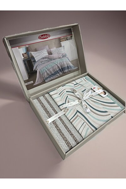 Hobby home collection Hobby Single Ranforce Duvet Cover Set Debora Turquoise