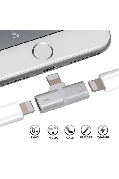 SIKS ® lightning adapter for iOS with charging and headphone port, gray