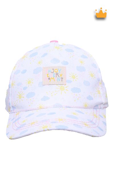 Kitti 4-8 Years 52cm Girl's Summer Patterned Adjustable Hat Cap White Y2320009