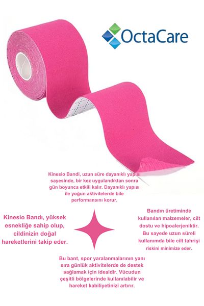 Octacare Athlete's Tape 5 Meters X 5 cm Kinesyo Tape Beauty for Face Area Cotton Kinesyo Pink