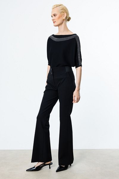 Ekol Spanish Leg Trousers with Thick Elastic Waist