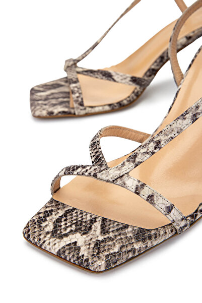 Tamer Tanca Women's Genuine Leather Natural Snake Heeled Shoes