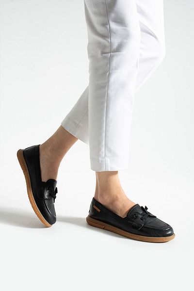 Getcho Ravena Women's Genuine Leather Black Ballerina Shoes