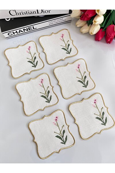 KUMSAL ÇEYİZ 6 Adet Sunumluk Peçete,Kokteyl Peçete,Kahve Yanı Sunum Peçetesi,...